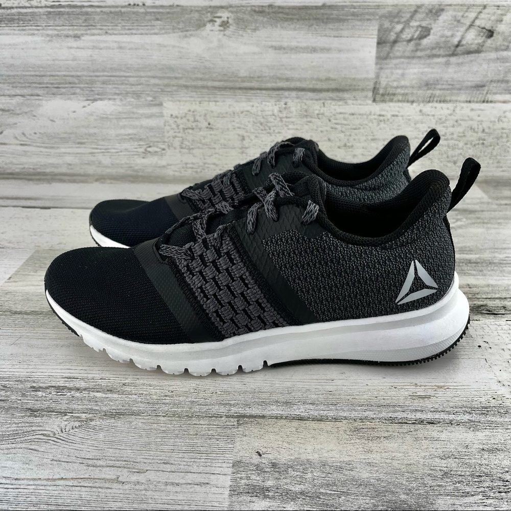 REEBOK Black Grey Print Lite Rush Running Shoe 8.5